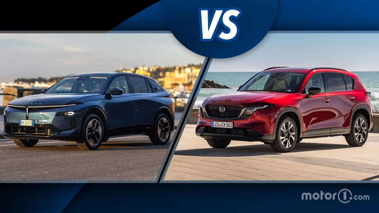 Frontal del nuevo Lancia Gamma comparado con el Mazda CX-5