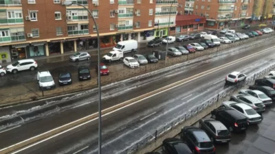 La lluvia, enemigo principal de las líneas de las calles de Madrid