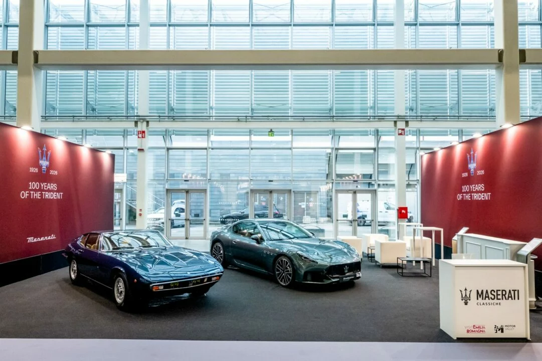 Maserati Ghibli SS Coupé de 1972 junto al GranTurismo Trofeo en Auto e Moto d’Epoca 2026